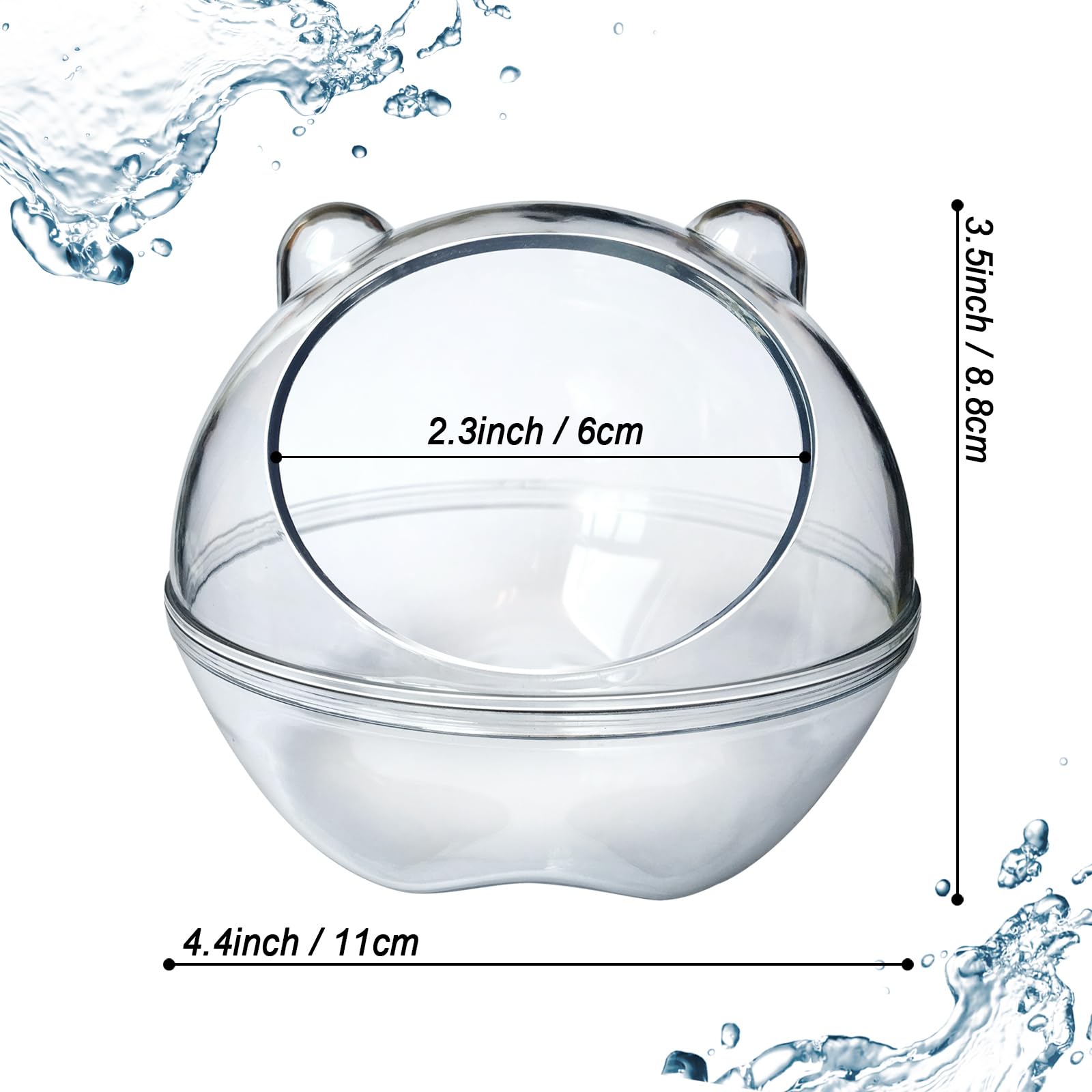Baignoire pour hamster, boîte de bain de sable pour hamster (taille S 11 x 11 x 8,8 cm)