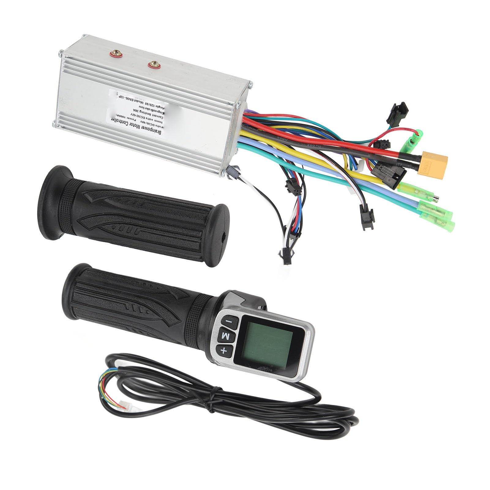 BuyWeek Kit de Contrôleur de Moteur sans Balais pour Vélo Électrique, 36V 48V 1000W 38A Contrôleur à Onde Sinusoïdale et Poignée d'Accélérateur Torsion 124DX avec Panneau LCD