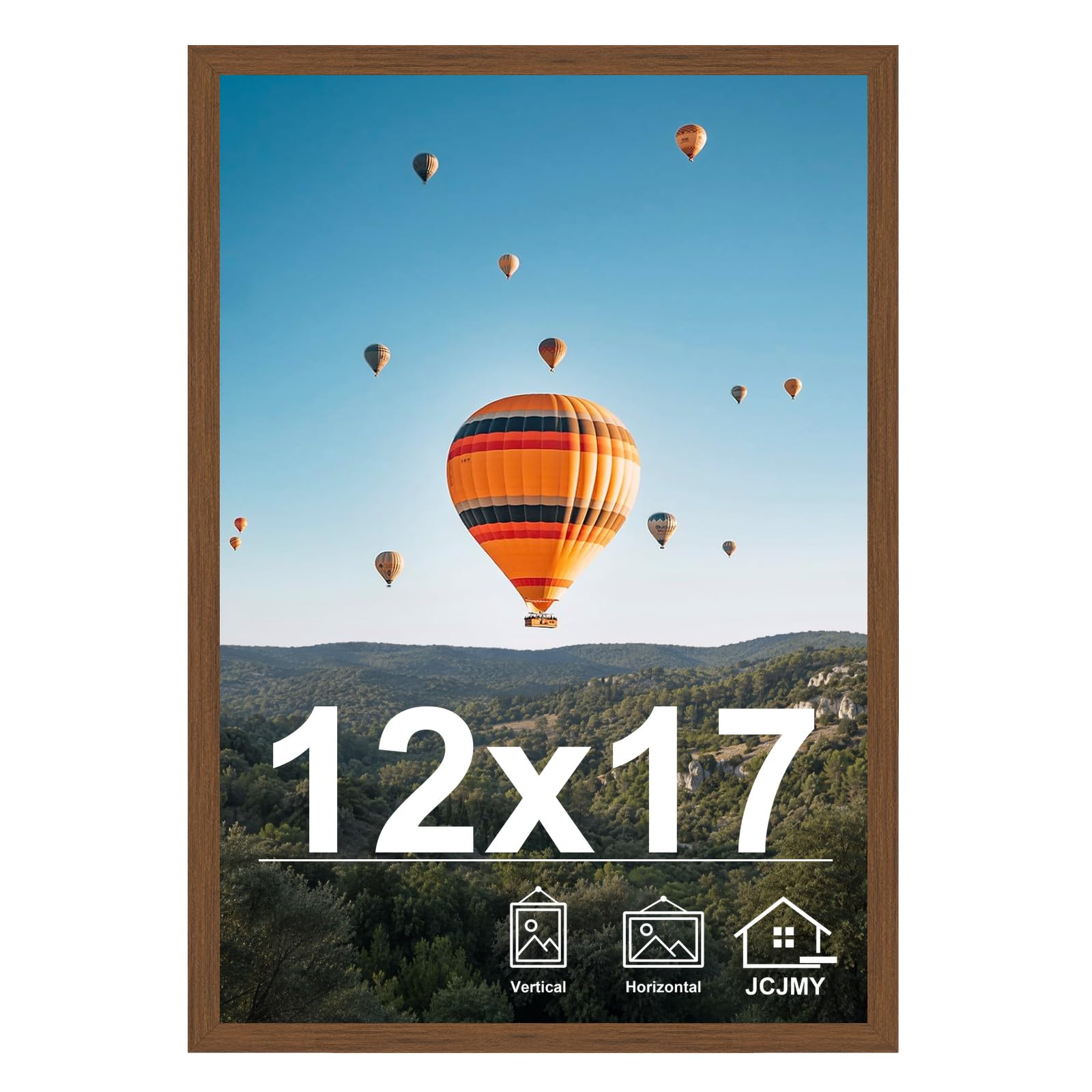 JCJMY 12x17 Picture Frame Brown for Wall Hanging, Wall Mounting Horizontally or Vertically, 12 x 17 Wall Gallery Poster Photo Frame with Shatter Resistant Plexiglass, Brown