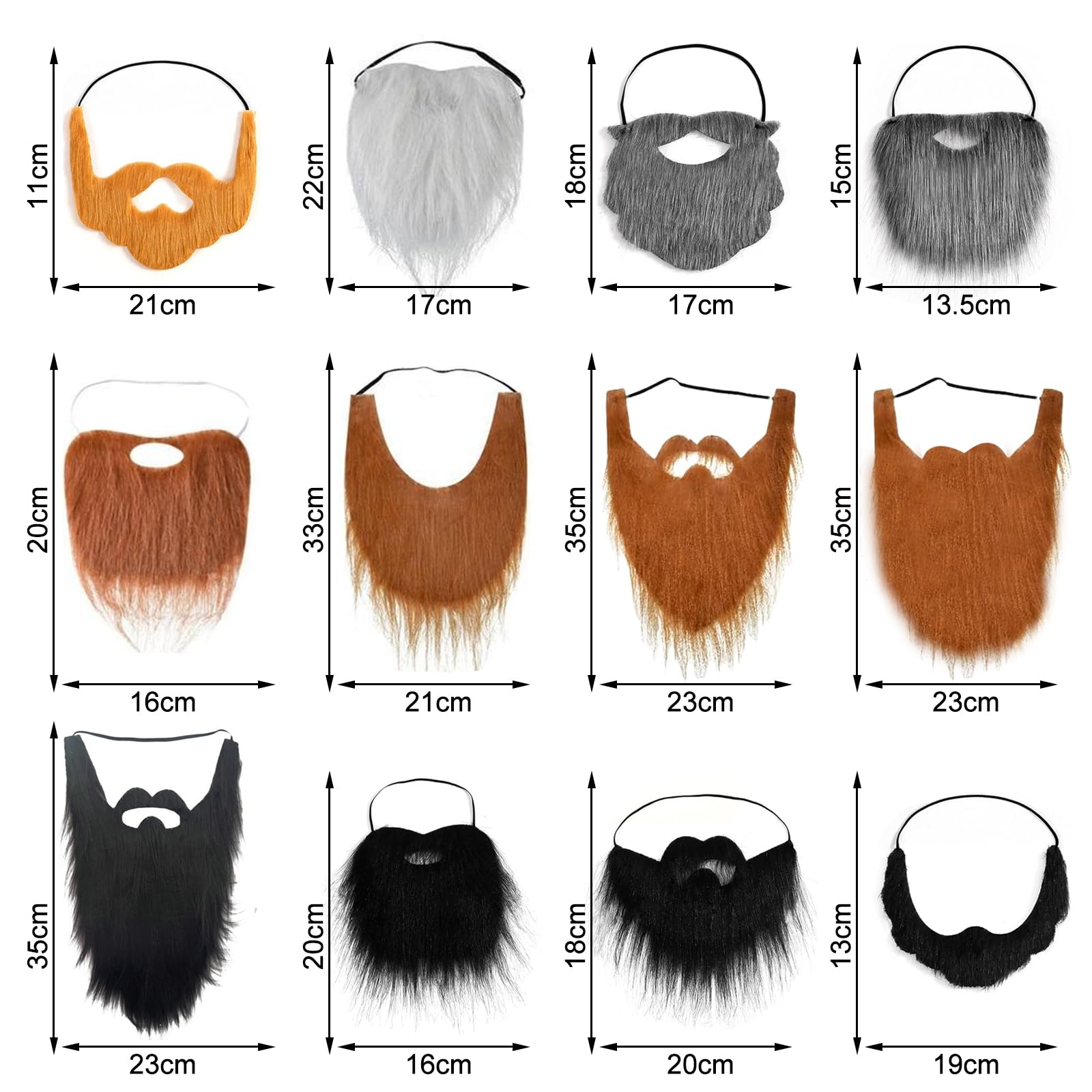 MLPKOI 12 Pcs Funny Fake Beards, Fake Mustaches Funny Realistic, Costume Accessories for Halloween Facial Supplies Party - Image 2