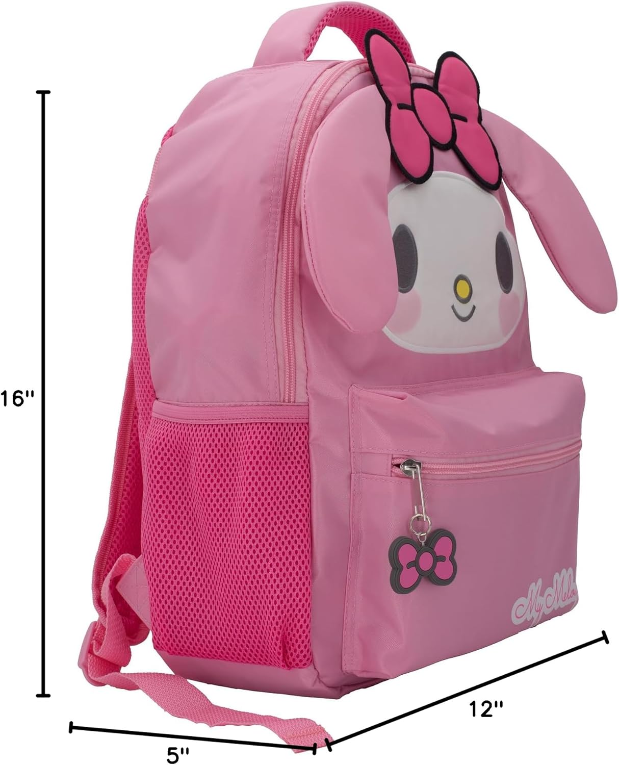 AI ACCESSORY INNOVATIONS Hello Kitty My Melody Backpack for Girls, Sanrio Kawaii Bookbag, 16 Inch Anime School Bag with 3D Features,