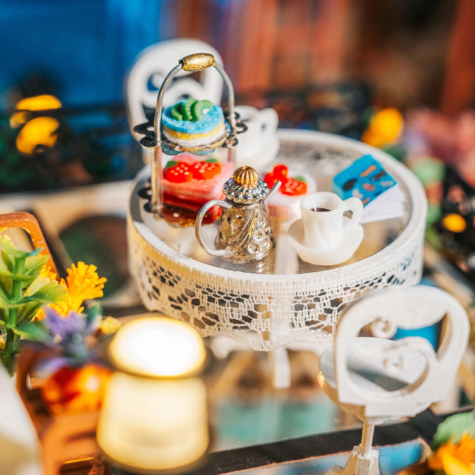 Ręcznie Robiony Miniaturowy Domek dla Lalek ze światłami, Szczegółowy Model Domu z Puzzlami 3D dla Dorosłych, Idealny Miłośników Rzemiosła i Właścicieli Zwierząt Domowych