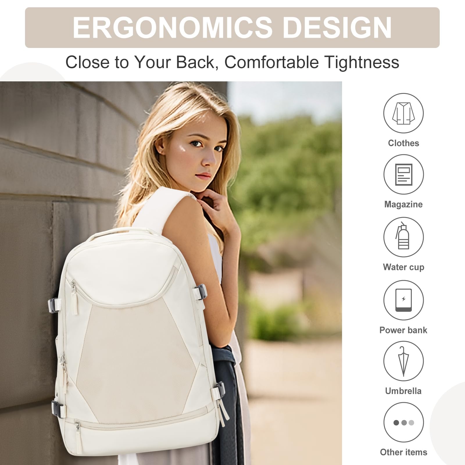 SZLX Zaino da viaggio grande da donna da viaggio zaino da escursionismo sportivo da esterno impermeabile zaino da scuola casual laptop da 14 pollici con porta di ricarica USB scomparto per scarpe