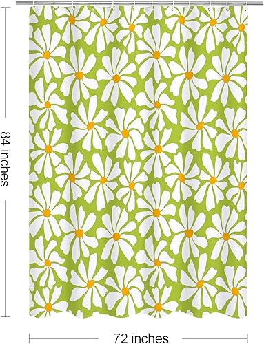 Miniatura 54 de Cortina de ducha floral de margaritas azules, cortina de ducha bohemia con flores de primavera para baño femenino, juego de cortina de ducha moderna