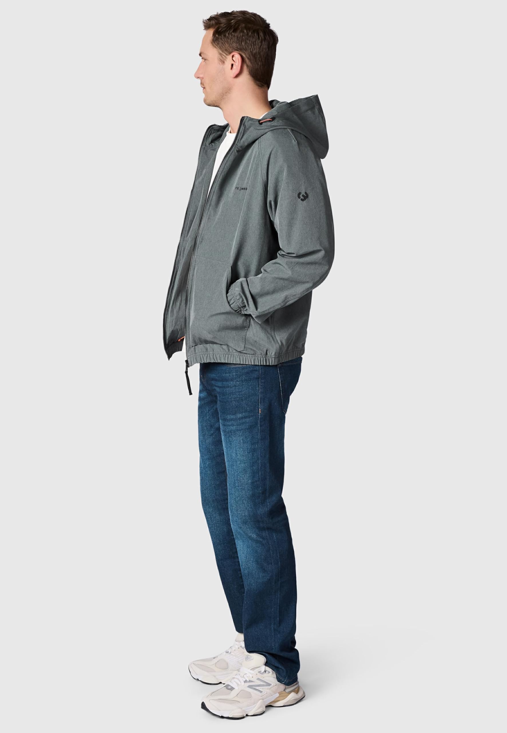 Ragwear Męska lekka kurtka przejściowa krótka kurtka z regulowanym kapturem Roog A Dark Grey rozm. XXL