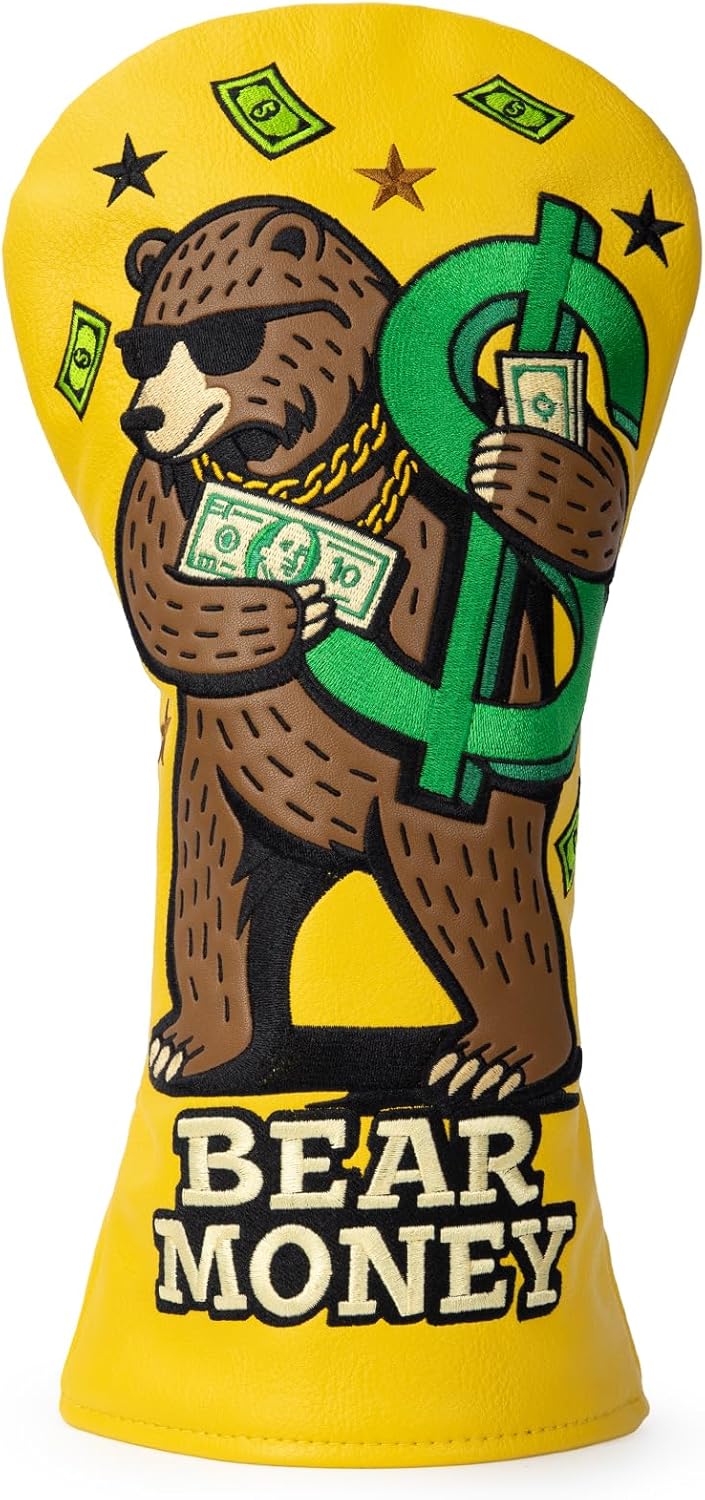 Golf Club Cover Exquisite Embroidery Dollar Bears Driver Covers Fariway Wood Headcover Hybrid Cover Leather Golf Headcovers for Men Women Gift