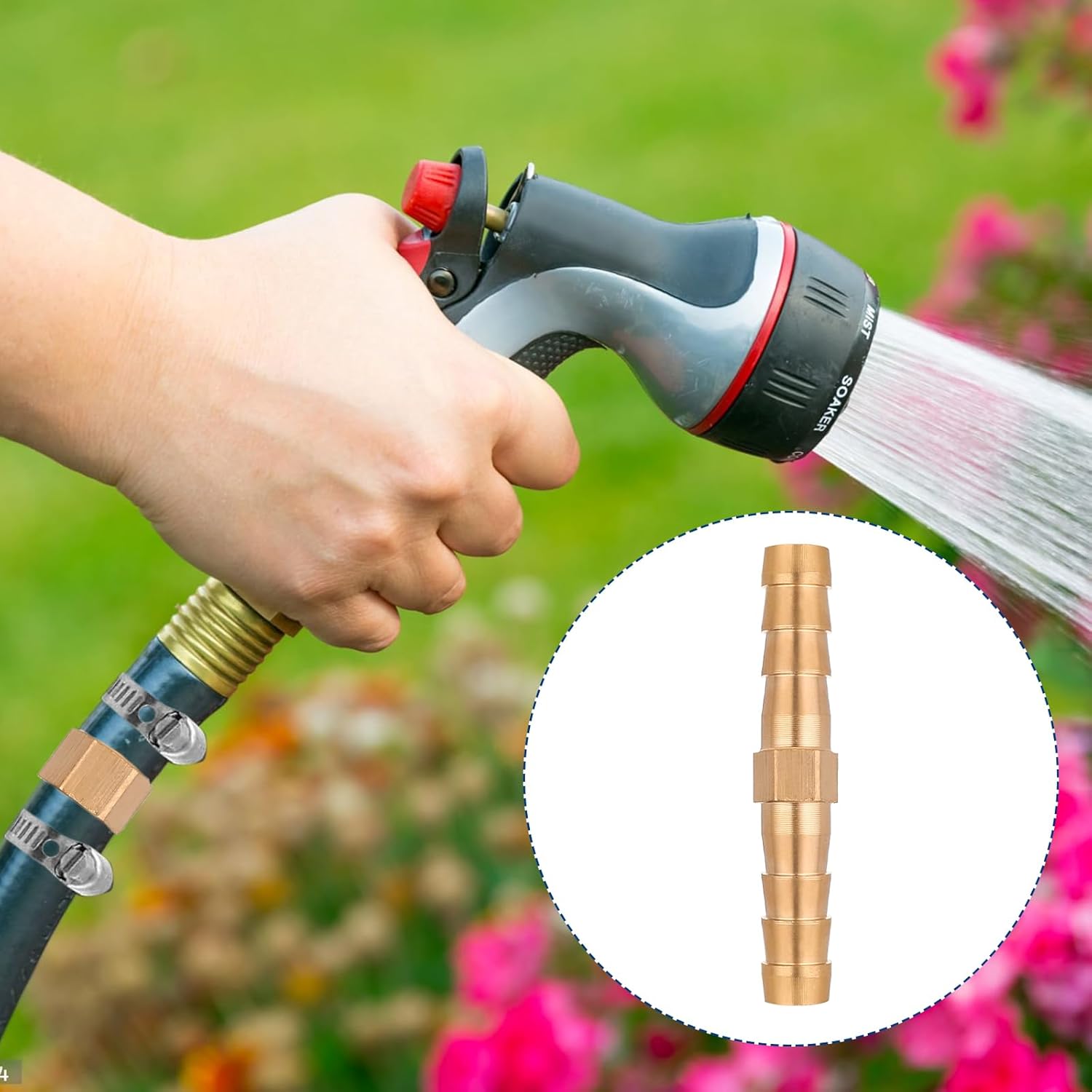 12Pcs Brass Hose Barb Fitting, 1/4 Inch Metals Splicer Mender, Barb Hose Union Tube Connector for Air Water Oil Gas Fuel(Golden)