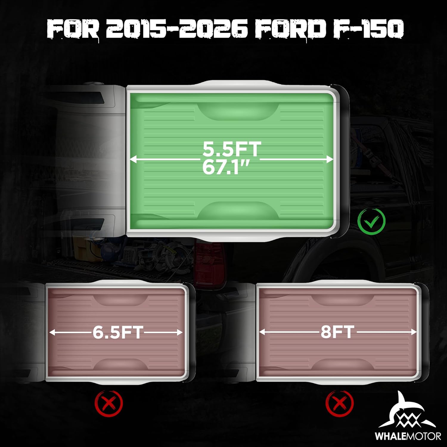 truck bed tonneau cover compatible with ford f150 f-150 2015-2026 5.5 ft short box, soft roll up style 67.1"(15-26) roll-up