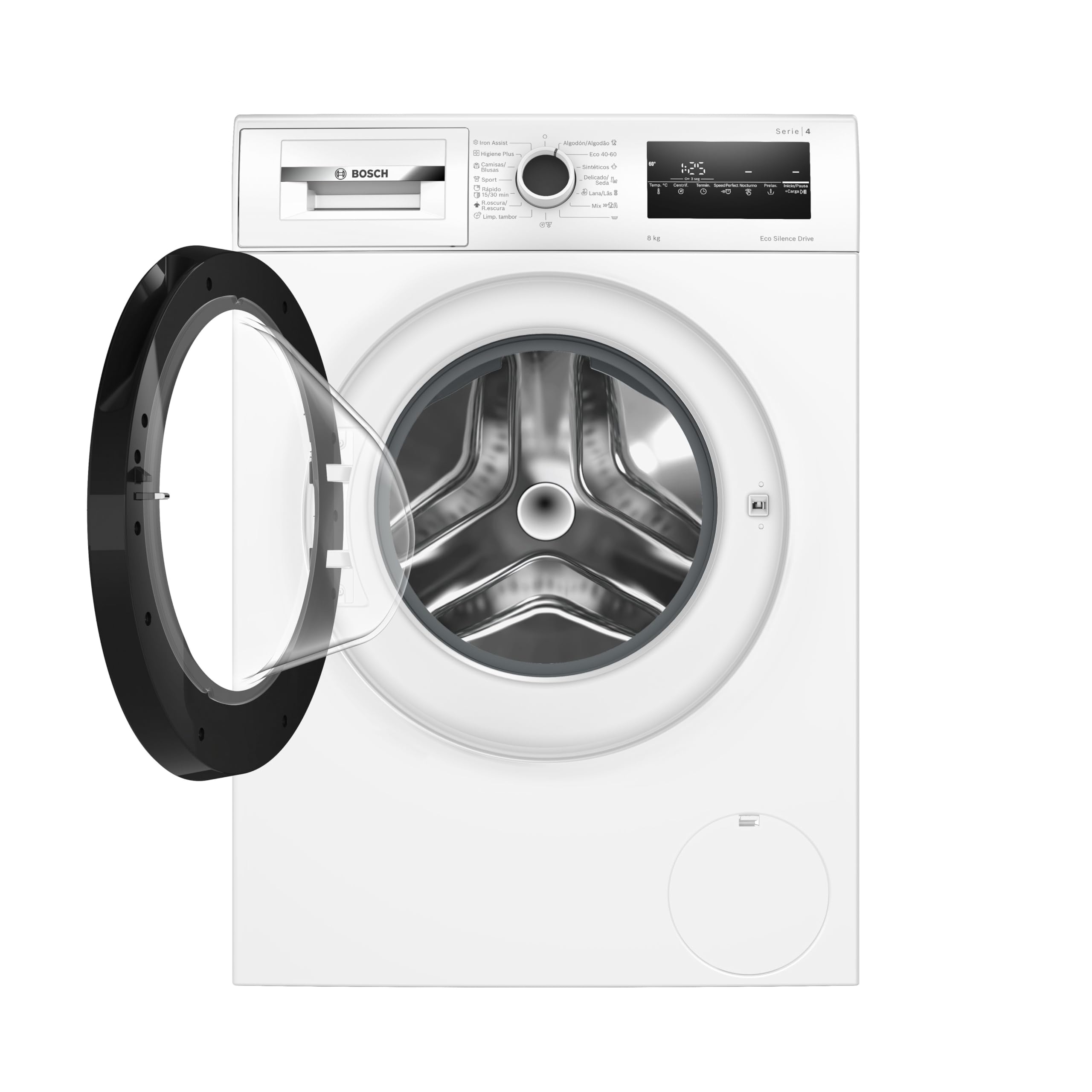 Bosch, Lavadora, Serie 4, 8 kg, Iron Assist, blanco, WAN28283ES | Planchado más fácil gracias al programa de vapor, con un motor silencioso y duradero.