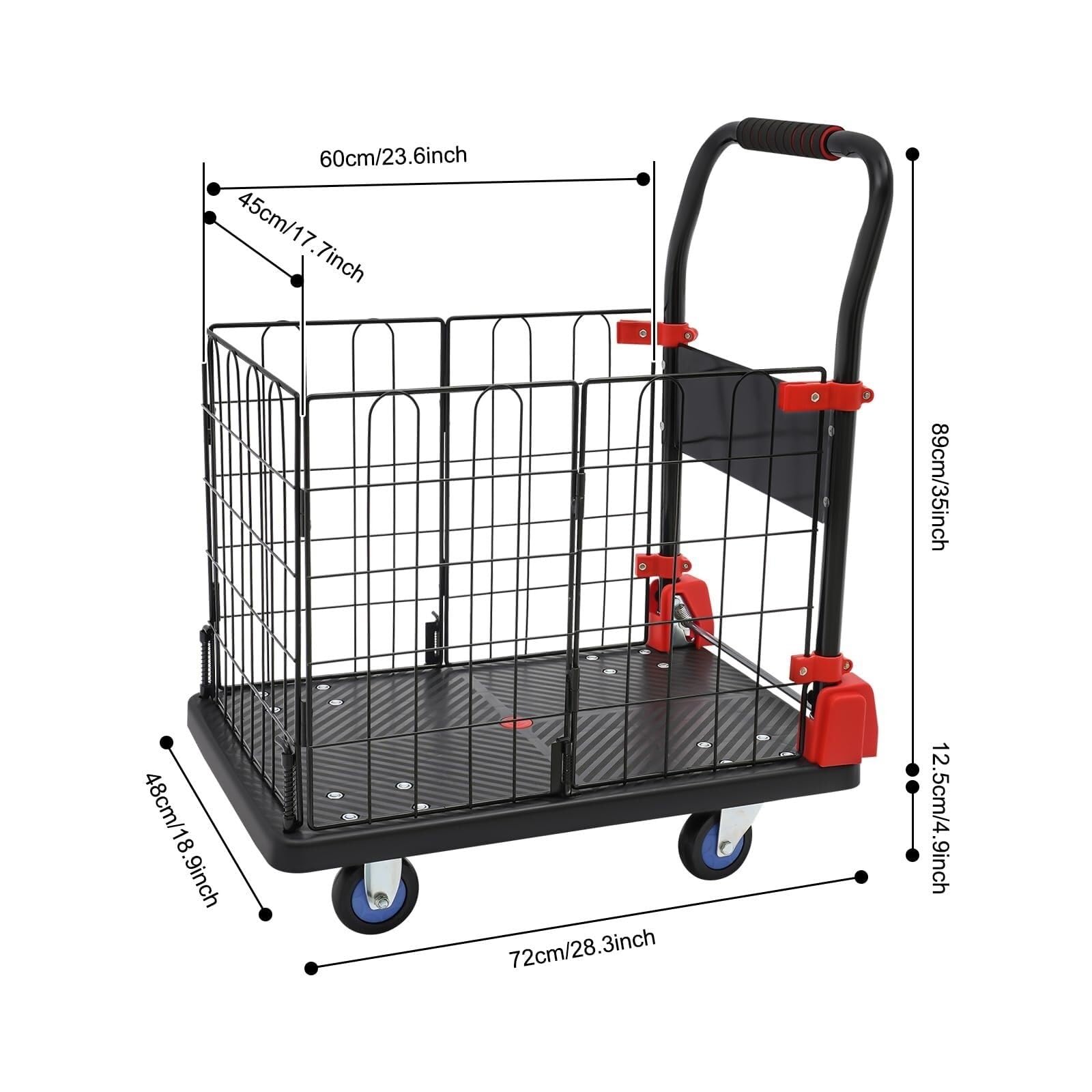 Transportkarre Hubwagen Faltbarer Dolly-Sackkarre Mit Käfig, Faltbarer Gitterkäfig, Pritschenwagen, Abnehmbarer Käfigwagen Transporthilfe