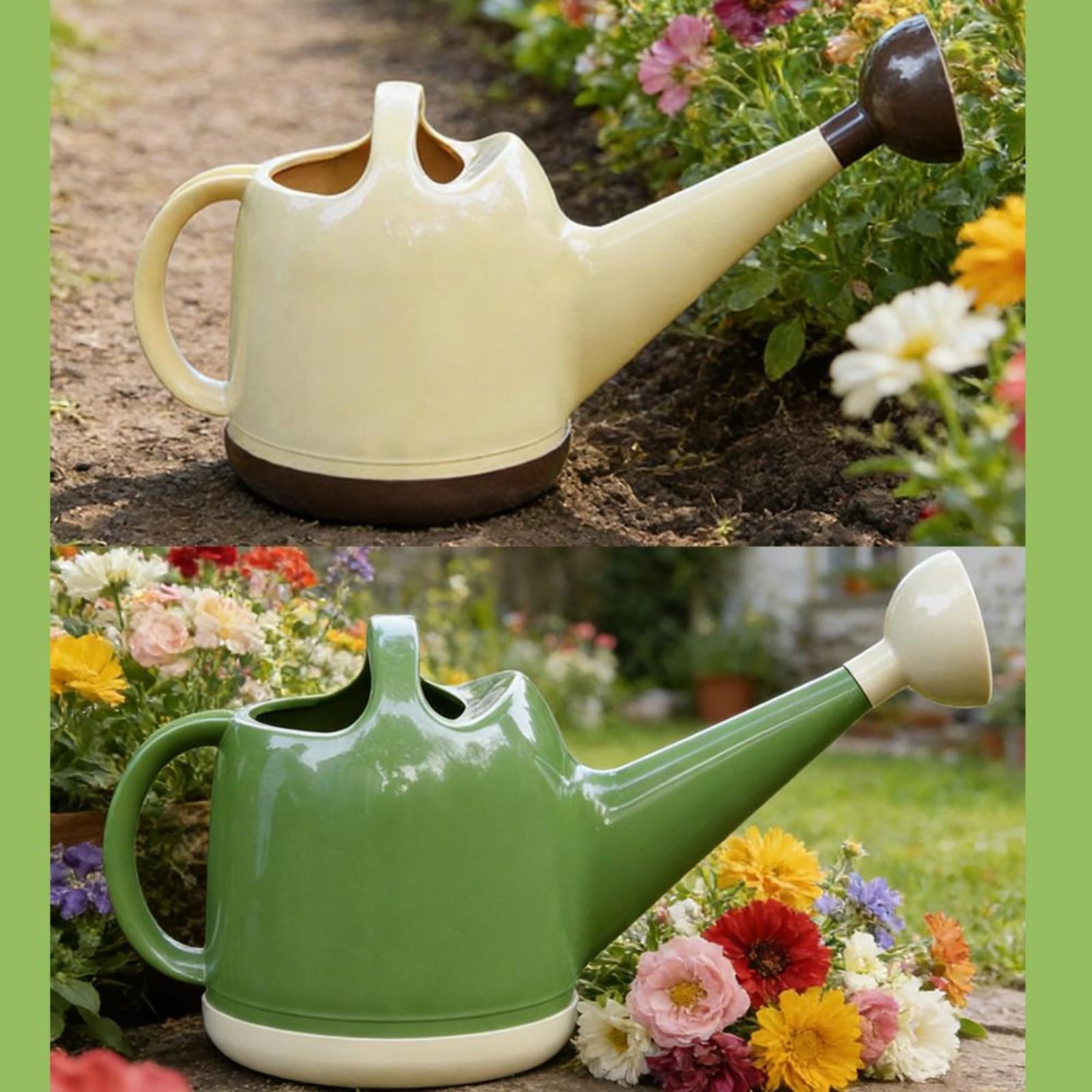 Annaffiatoio 4 l con beccuccio lungo e soffione rimovibile, in plastica leggera per piante da interno e giardino, adatto ai bambini, beige (beige 4L)