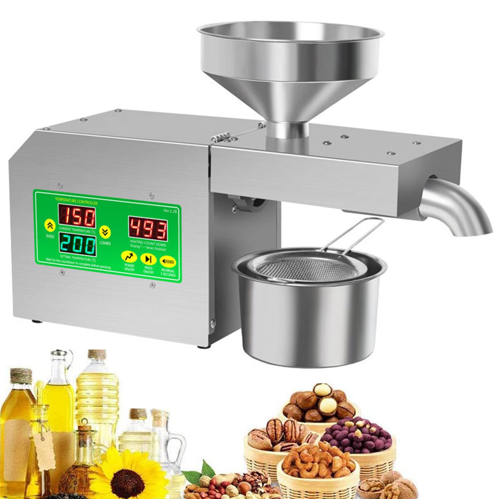 MYUYEE Oil Press Machine Cold/Hot Press Automatic Oil Extractor Oil Expeller Commercial Grade Stainless Steel Oil Press Machine With Lcd Touch Screen For Peanut/Soybean/Sesame