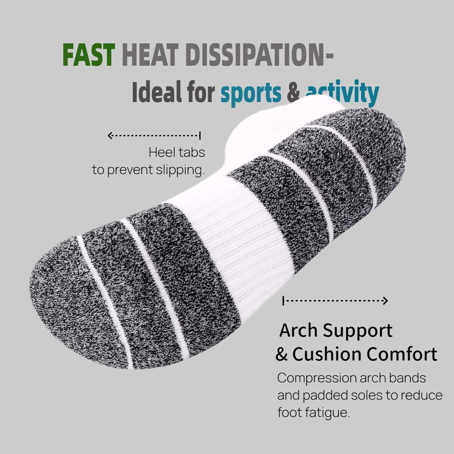 Kodal Copper Infused Compression Socks Men Women - Moisture Wicking Odor Free Cushioned Running Socks (6-Pairs) - Image 7