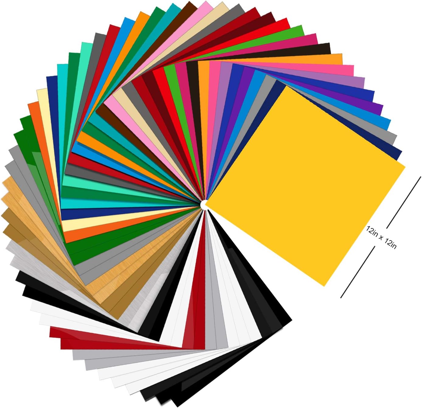 SWISSELITE 55 Pack 12” X 12” Premium Permanent Self Adhesive Vinyl Sheets-Assorted Colors for Craft Cutters,Printers,Letters,Decals (55 Pack)