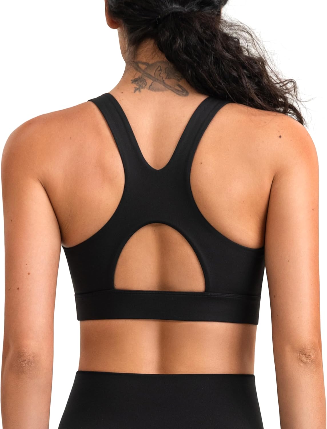 YUNOGA Racerback Sculpt Sports Bra, U Neck High Impact Running Wireless Workout Yoga Bras with Removable Cups Pads