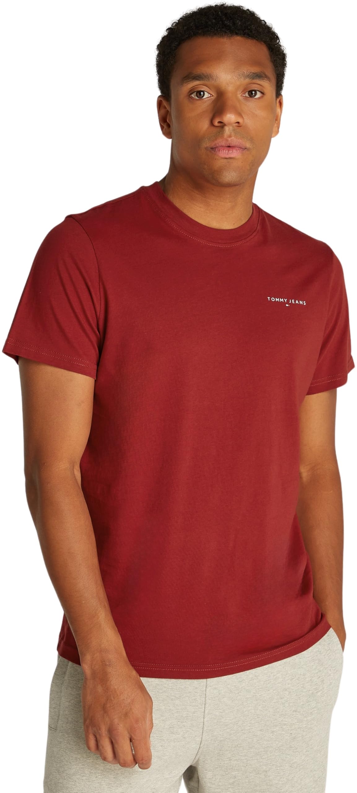 Tommy Jeans Men's Tjm Slim Linear Chest Tee Ext Dm0dm18555 S/S T-Shirt, Red (Regatta Red), XL