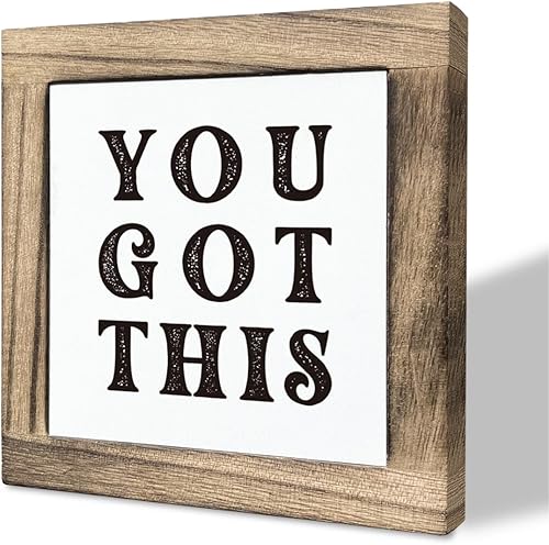 Letrero inspirador, caja de madera con placas de madera, letrero de decoración rústica, arte de mesa de decoración del hogar de granja, letrero