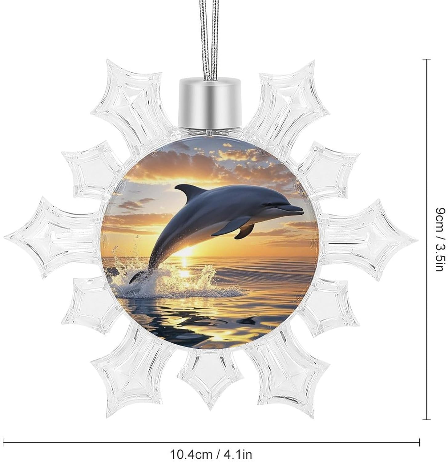 Dolphins Jumping Out of The Water at Sunset Christmas Ornament Personalized Snowflake Pendants Stylish Hanging Xmas Tree Decoration Christmas Keepsake Gifts for Party Supplies Home Decor image 2