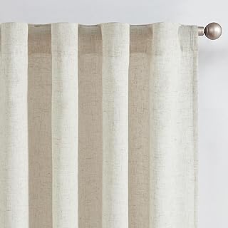 jinchan Linen and polyester Beige Curtains 96 Inches Long for Living Roo...