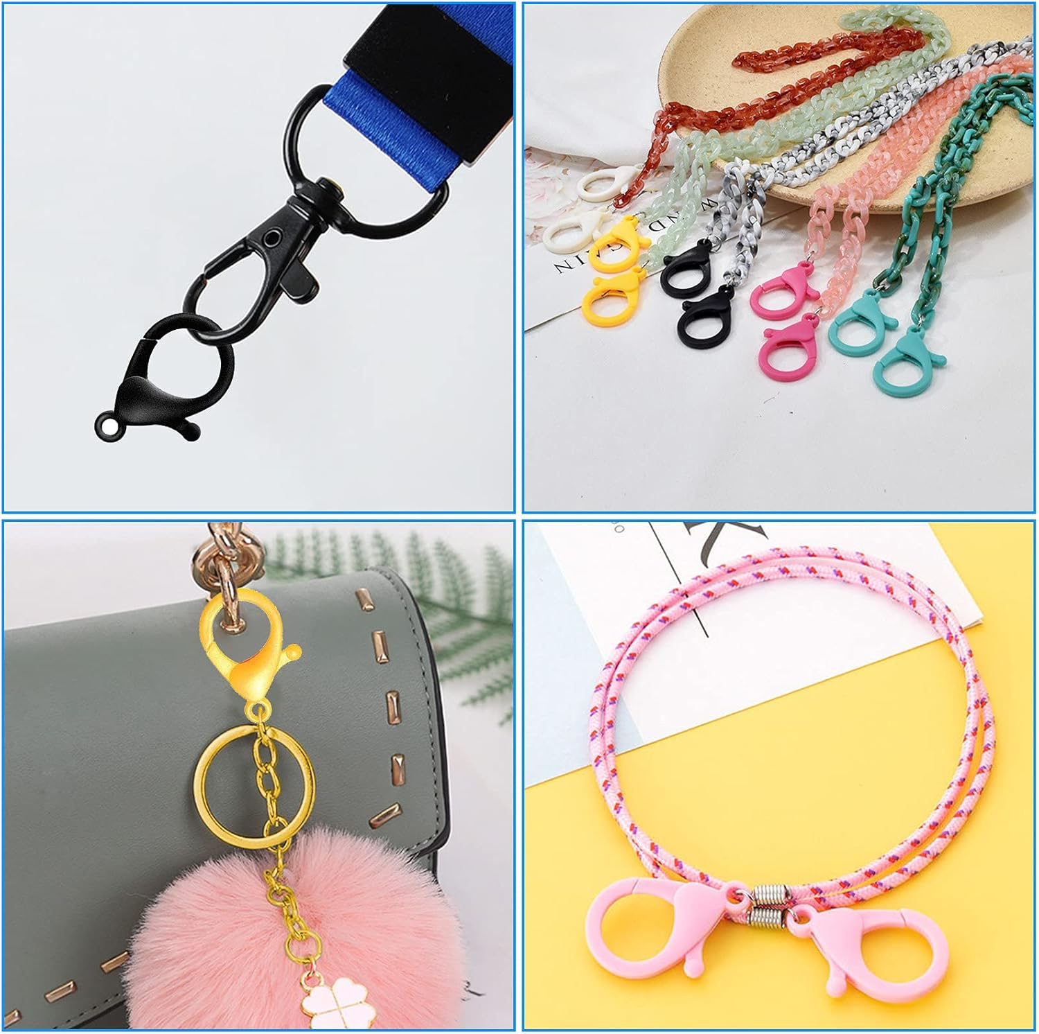 120pcs Plastic Lobster Clasps and 200pcs Open Jump Rings,Cute Lanyard Snap Clip Hooks Hard Lobster Claw Clasps Multi-Color Lobster Clasp Hook for Jewelry Making, DIY Crafts, Handmade (320pcs) - Image 4