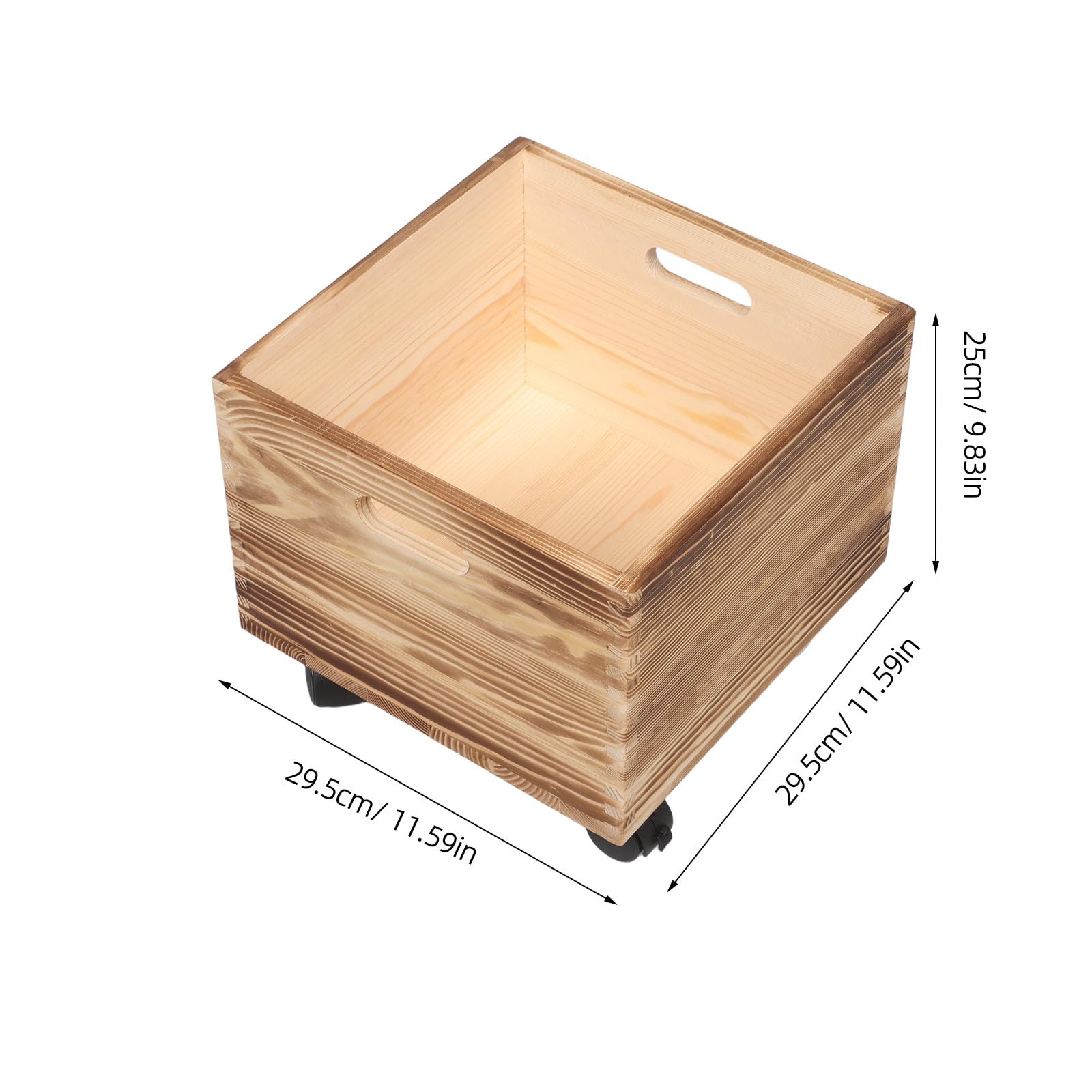 Cassette di legno per riporre oggetti - Cubo decorativo in legno con ruote | Cassa porta dischi | Cesto portabiancheria sporca | Espositore da scrivania (Caffè)