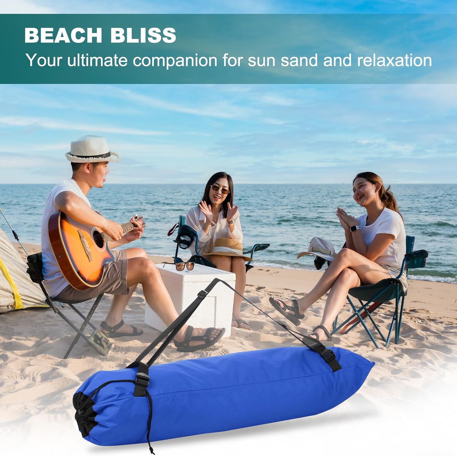 PATIKIL Foldable Camp Chair Replacement Bag, 2 Pcs Camping Chairs Folding Chair Carry Bag with Adjustable Shoulder Strap for Outdoor Camping Fishing Storage, Blue, Black