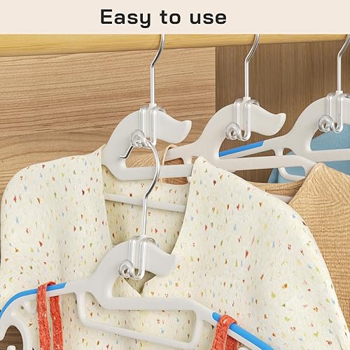 Miniatura 4 de Tinfol Ganchos transparentes para colgar ropa, 50 ganchos de ropa que ahorran espacio, clips extensores resistentes para perchas y organizadores de