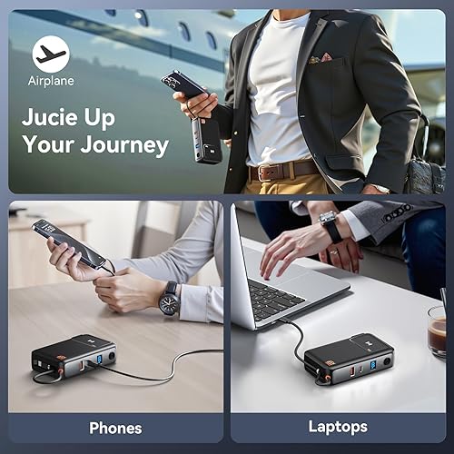 Miniatura 8 de Selore&S-Global Cargador portátil para iPhone de 10000 mAh, enchufe de pared de 35 W con cable USB C integrado, cargador de pared GaN de 65 W para