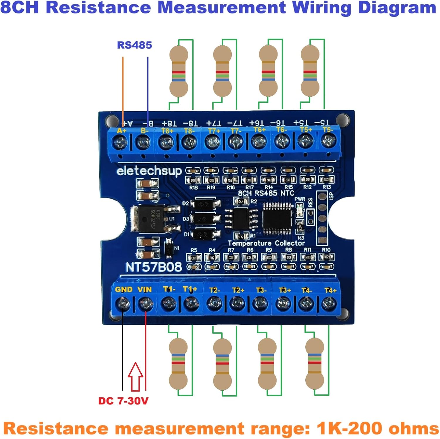 Wiring Diagram for 8-Channel Resistance Measurement