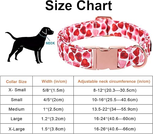 Miniatura 6 de Maca Bates - Collar de San Valentín para perro, cómodo y suave, collar de perro con hebilla de metal, ajustable, regalo para el día de San Valentín