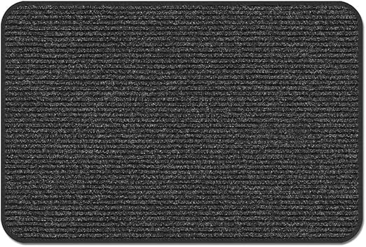 House, Home and More Skid-Resistant Heavy-Duty Door Mat - Charcoal Black - 2 Feet X 3 Feet