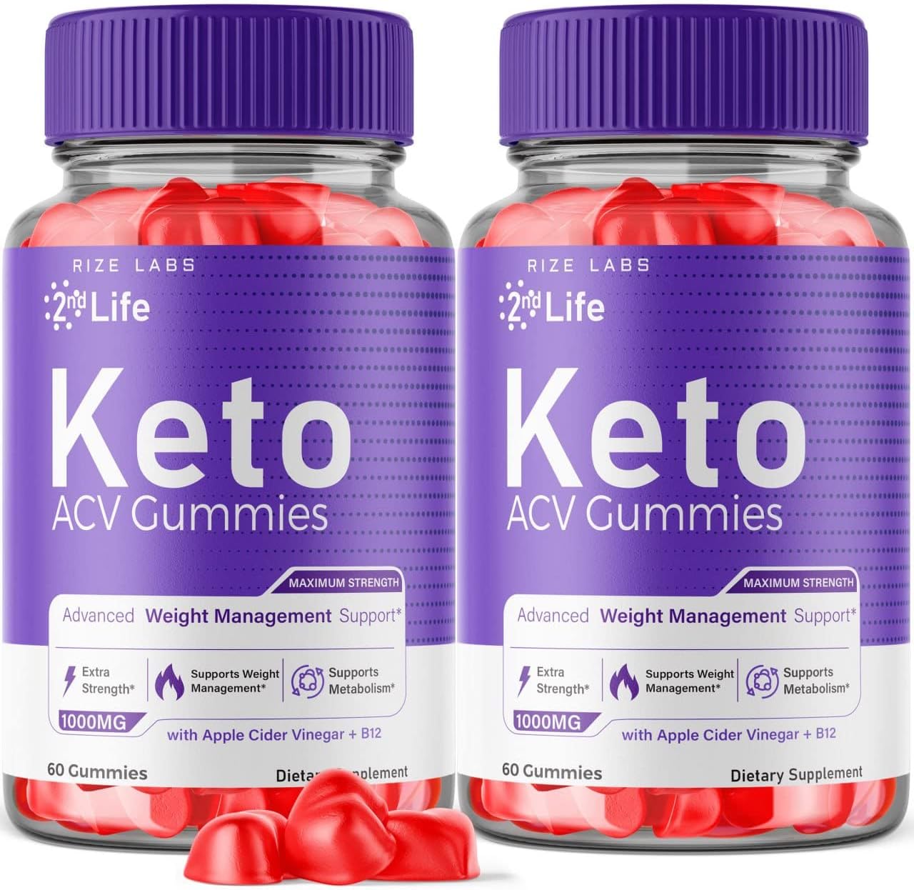 rize labs - 2nd Life Keto ACV Gummies for Advanced Weight Loss Pro Burn Keto Gummies with Apple Cider Vinegar Supplement Belly Fat Extra Strength (120 Gummies)