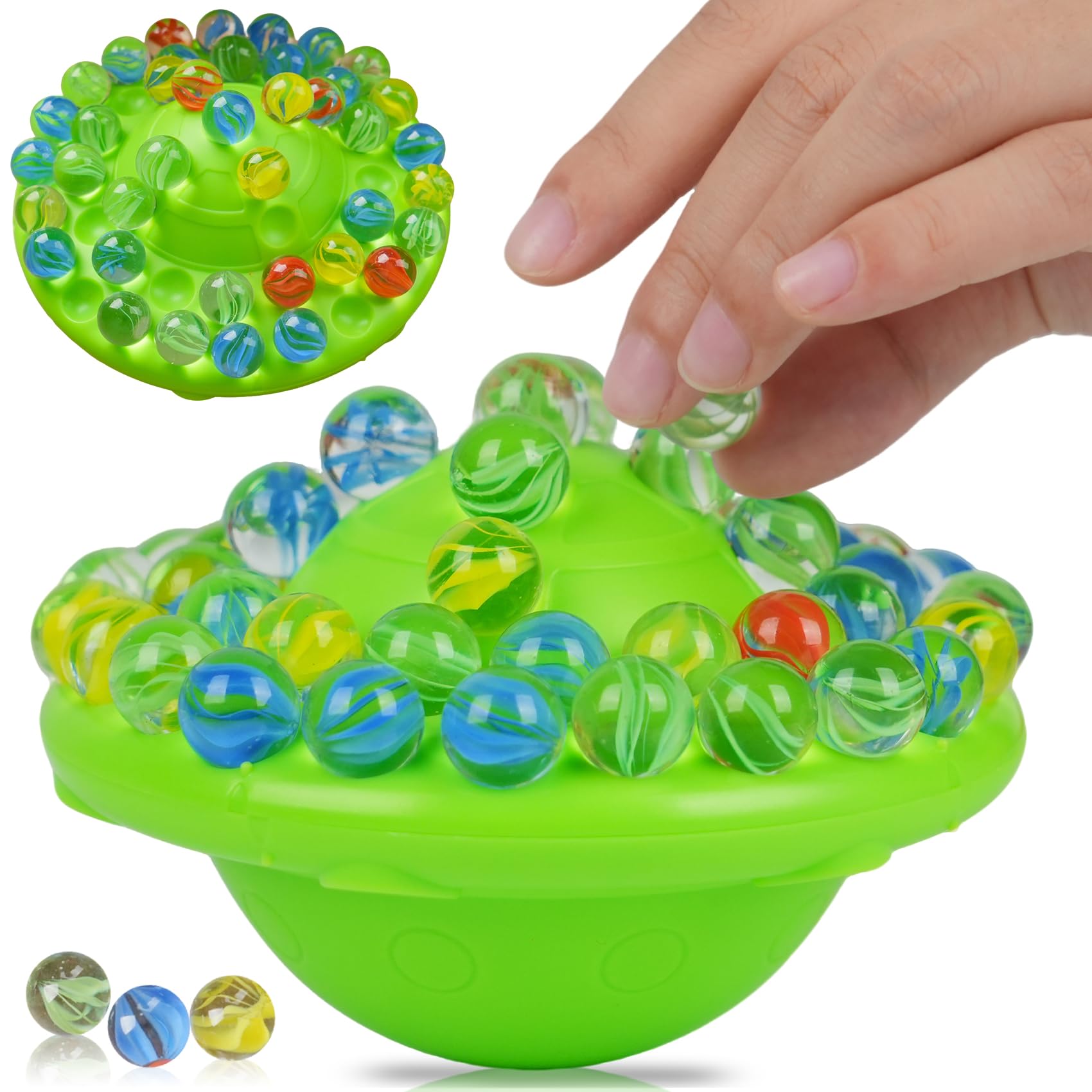 Juego de mármol y equilibrio para niños, 60 canicas de vidrio premium, juguete divertido de estrategia para 1-4 jugadores, listo para jugar fuera de la caja 8 años