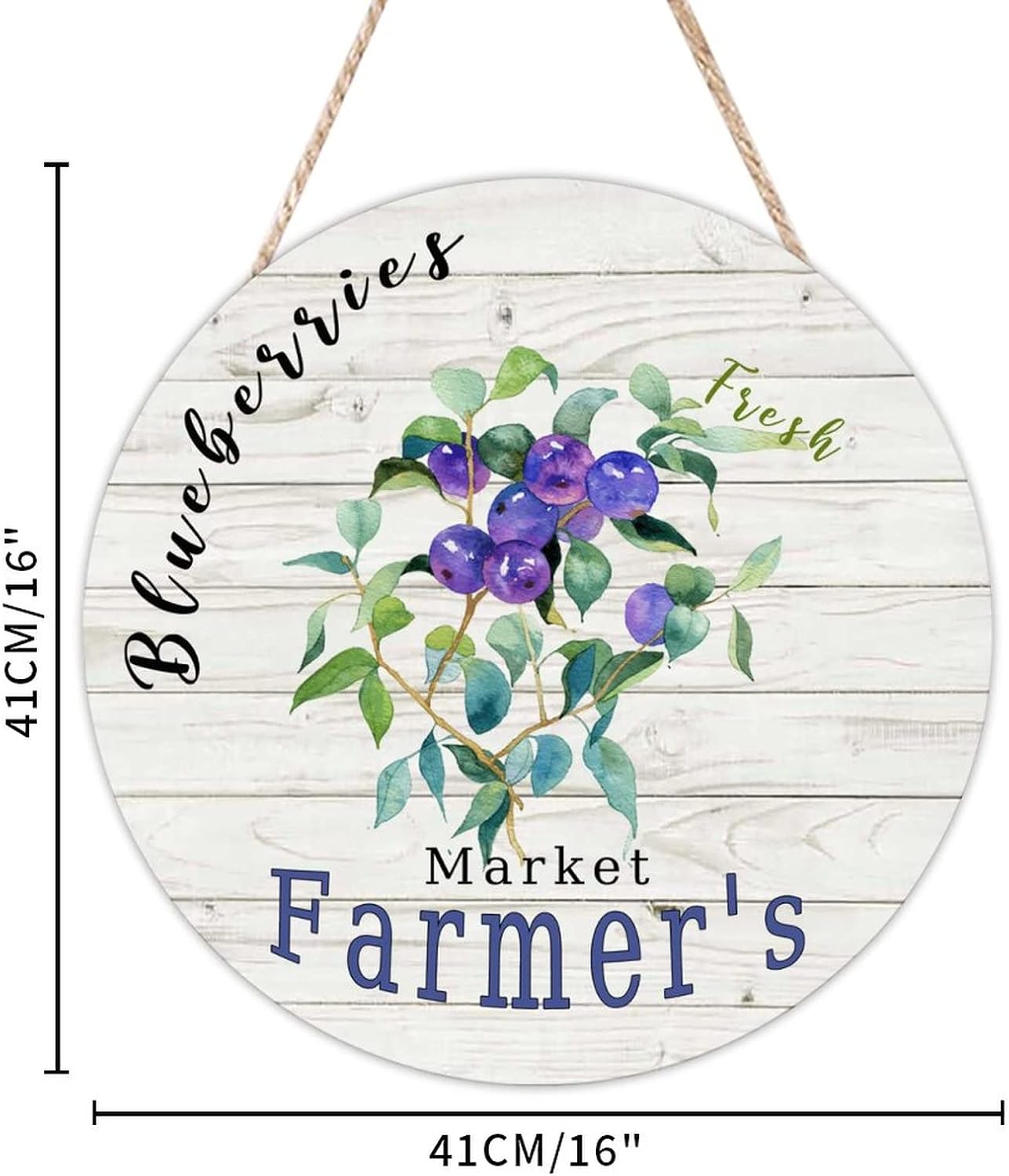 Vintage Fruit Blueberry Front Door Round Wood Sign, Vintage Wood Door Sign, 16x16in Retro Wall Hanging Sign Plaque Farmhouse Backyard Door Hanger Wall Decor Housewarming Gifts