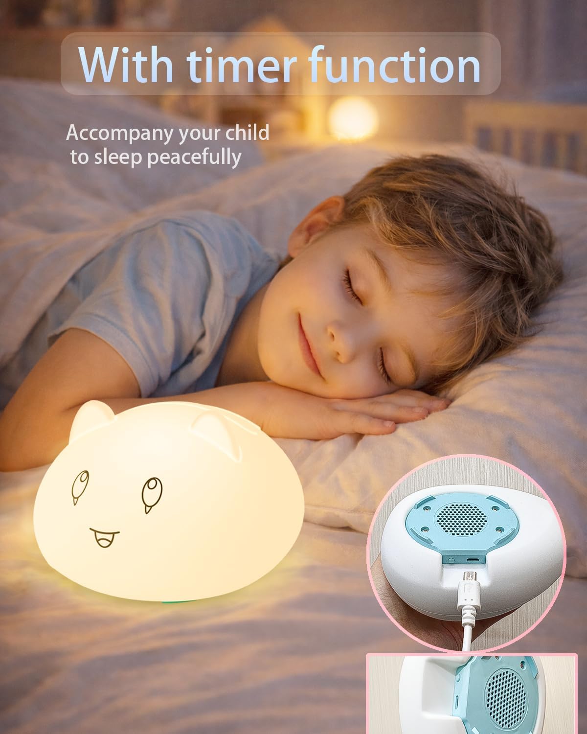 Capybara Night Light for Kids, Cute Animal Silicone Touch Lamp with Bluetooth Speaker, APP Control RGB Color Changing, Timer & Alarm Clock, Rechargeable Nursery Nightlight for Baby Girls Boys Bedroom