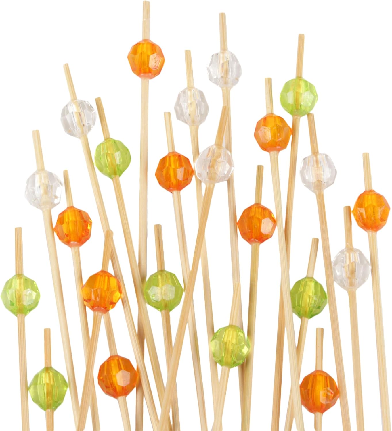 BambooMN 5.9" Decorative Diamond End Bamboo Cocktail Fruit Sandwich Hors D'oeurves Picks Skewers for Catered Events, Holiday's, Restaurants or Buffets Party Supplies, 1000 Pieces