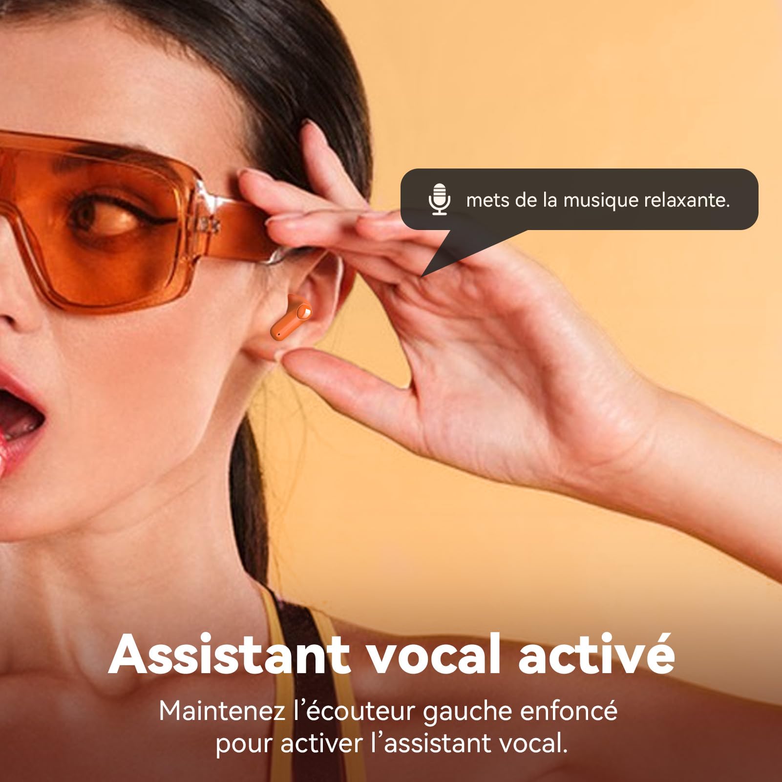 ANCwear Écouteurs Bluetooth 5.4 in-Ear, Étui Façon Sac à Main, Orange