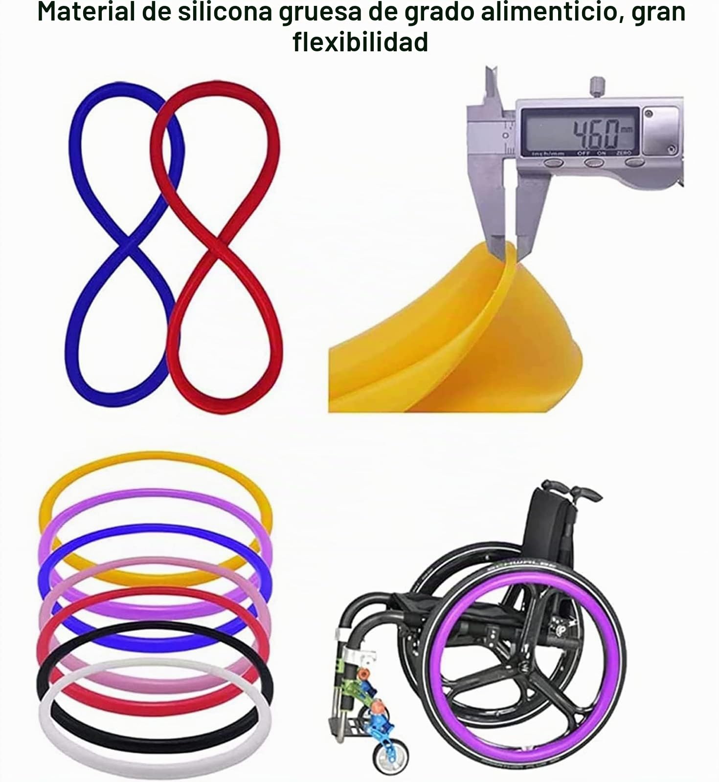 Cubiertas de llanta de empuje for silla de ruedas, cubiertas de llanta de mano for silla de ruedas, cubiertas protectoras de anillo de empuje, 1 par de ruedas traseras de mano antideslizantes resisten