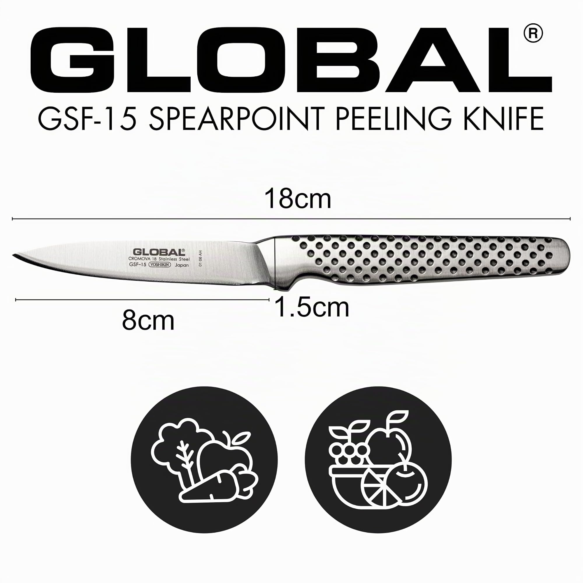 Cuchillo pelador en punta Global GSF-15