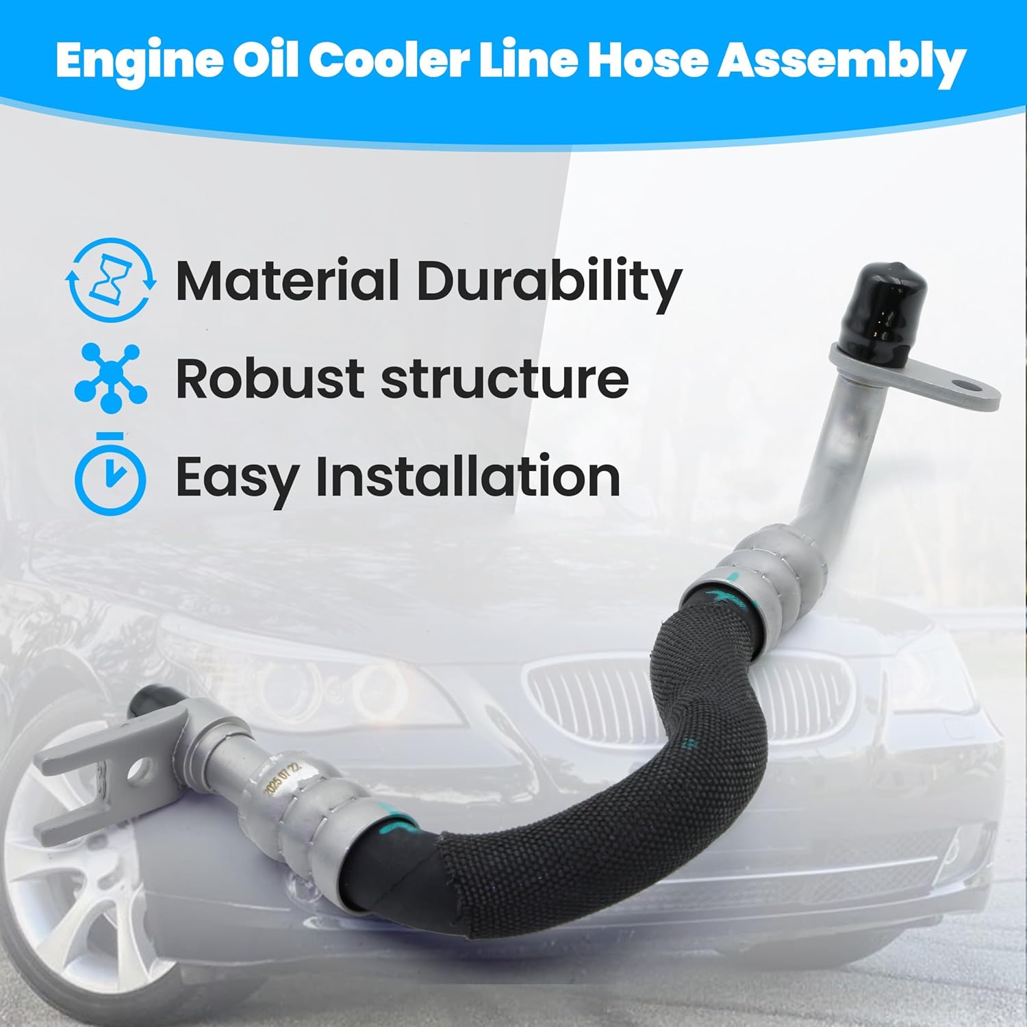 Engine Oil Cooler Line Outlet Hose Assembly Fit for BMW E60 E61 Series 535i xDrive 535xi 2008-2010 Replace ‎17227560980
