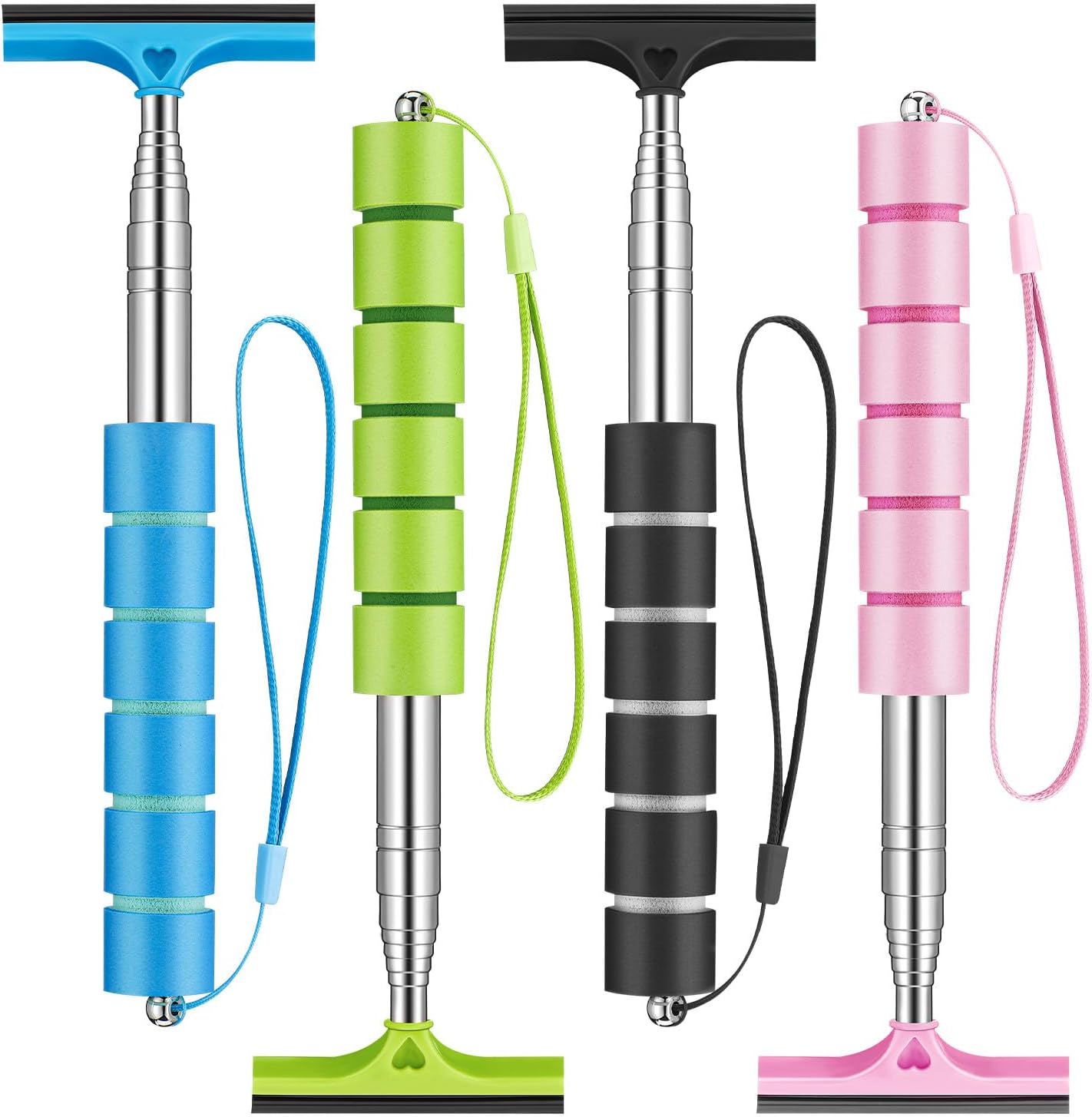 UKCOCO 4pcs Side Mirror Squeegee : Retractable Mini Car Mirror Squeegees Handheld Car Window Water Scrapers for Rainy Weather