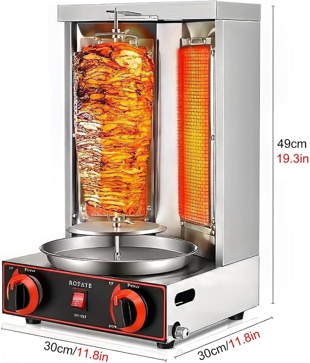 Vertical Rotisserie Grill Oven with Oil Collecting Pan and Dual Burners for Commercial and Home Use,Black