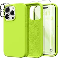 Vista 262 de GONEZ Funda de silicona para iPhone 14 Pro Max, compatible con MagSafe, con protector de pantalla + protector de lente de cámara, silicona líquida a