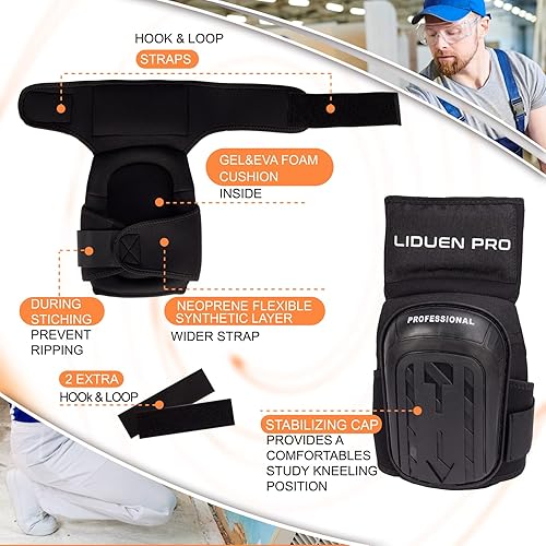 Miniatura 3 de Rodilleras para el trabajo rodilleras de gel resistentes con acolchado de espuma de alta densidad y correas elásticas fuertes para construcción,