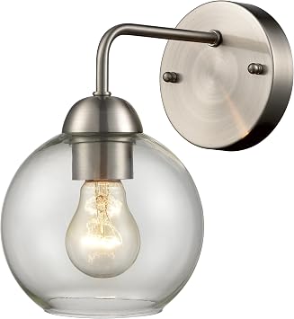 Elk Home Astoria 1-Light Sconce - in Brushed Nickel Finish, with Clear Glass, Transitional Style