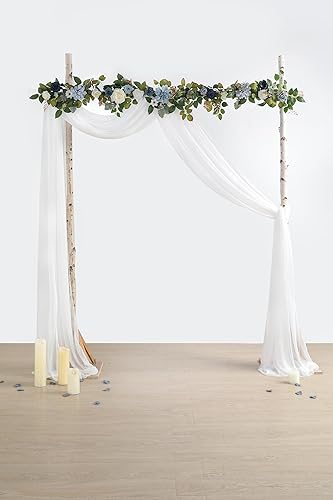 Miniatura 2 de RUIDKUN Cortinas de tela para arco de boda, 2 paneles de 29 x 20 pies, cortinas de fondo transparente de gasa blanca para ceremonia de boda,