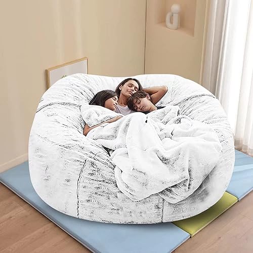 Vista 15 de Funda para silla puf de piel sintética gigante para niños y adultos, (sin relleno) muebles de sala de estar, grande, redonda, suave, esponjosa
