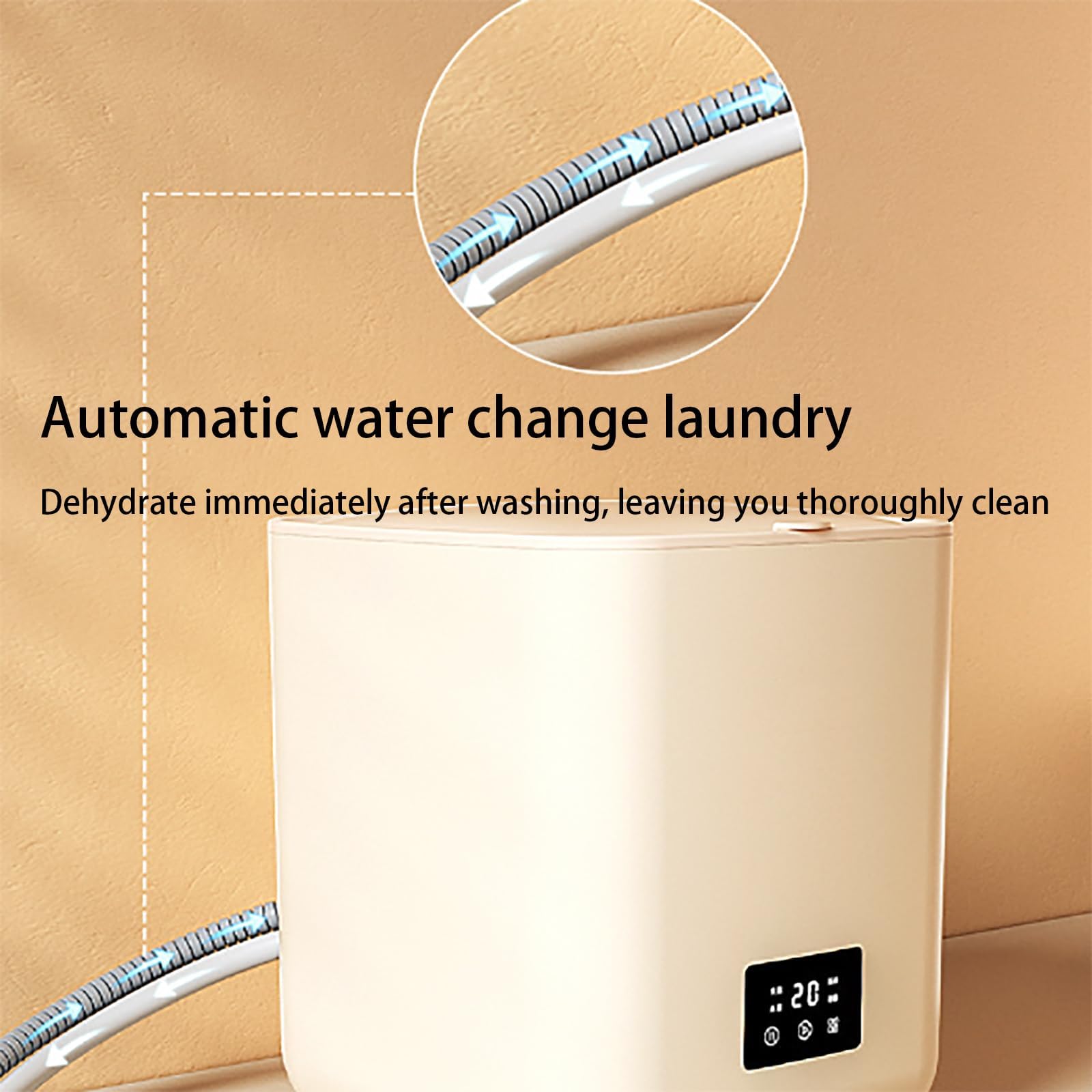 Lavatrice Portatile, Mini Lavatrice Potenziata Da 7 Litri, 4 Modalità Di Lavaggio, Con Cambio Automatico Dell'acqua E Centrifuga, Pulisce A Fondo Piccoli Oggetti, Per Biancheria Intima