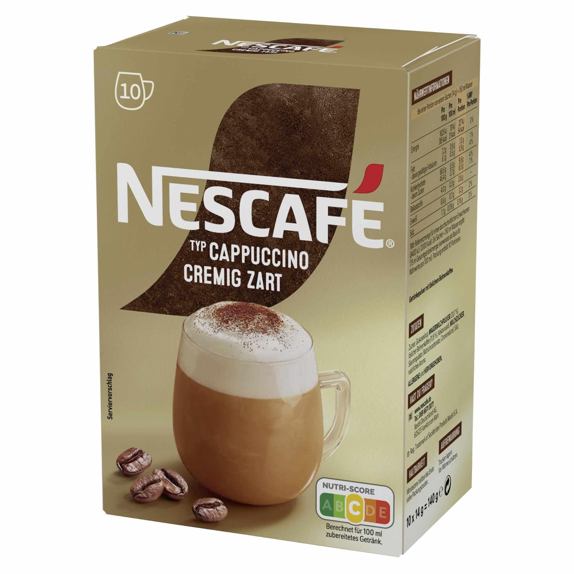 usy Bundle für Nescafe Gold Typ Cappuccino Cremig Zart Getränkepulver 12x140g Packung (120x14g Sticks) + usy Block