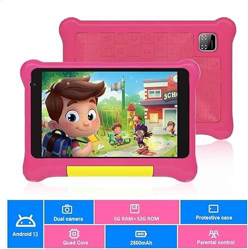 Miniatura 2 de MUISOO Tablet de 7 Pulgadas para Niños con Android 13, 5GB+32GB (Expandible a 128GB), Pantalla HD de 1024x600, 2500mAh, Cámara Dual de 0.3MP+2MP,